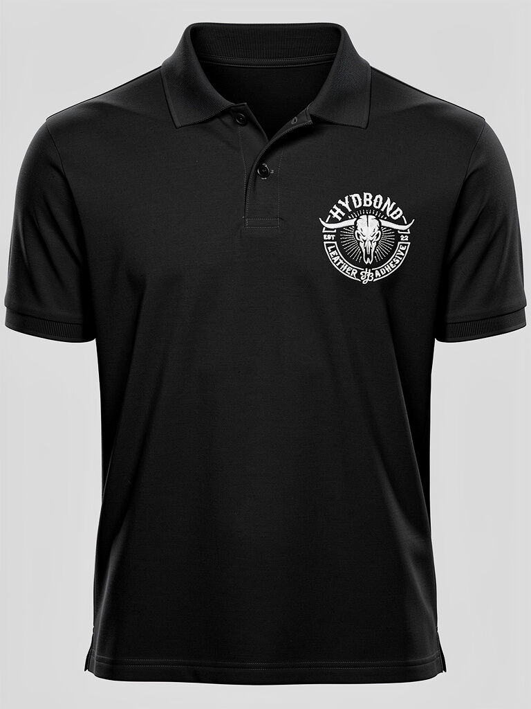 Hydbond Leather Adhesives embroidered black polo shirt