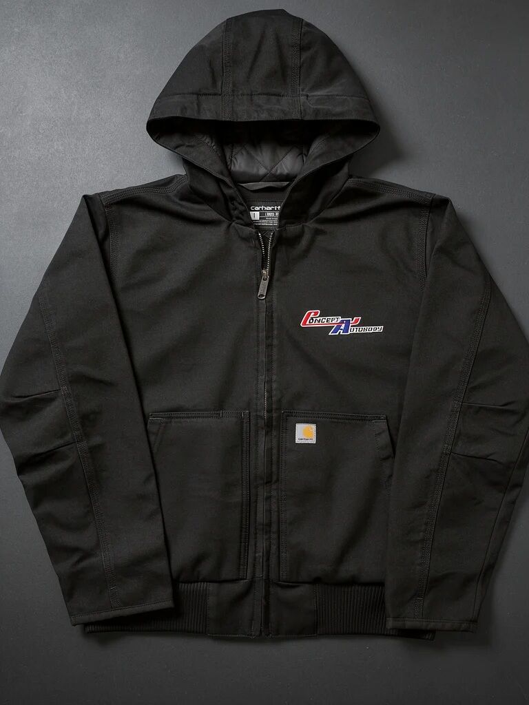 Concept Autobody embroidered black Carhartt hooded jacket