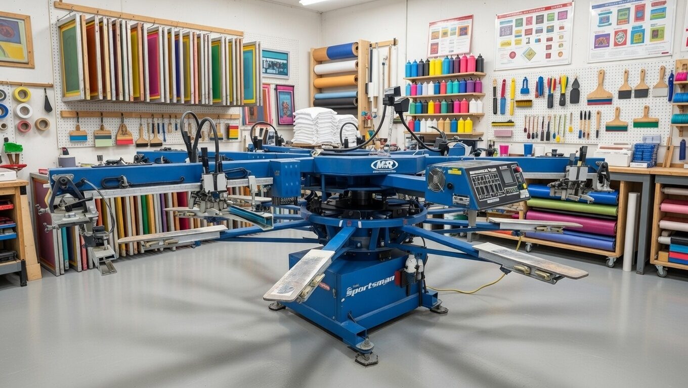 Screen printing press setup