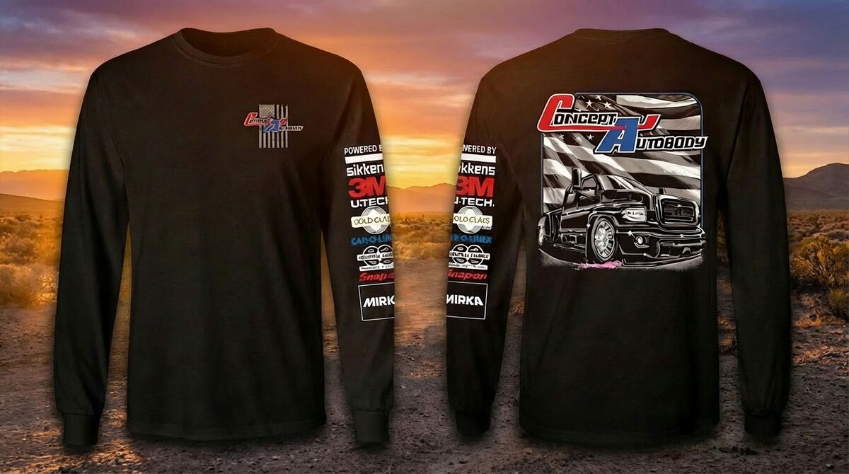 Concept Autobody custom printed long sleeve shirt front and back